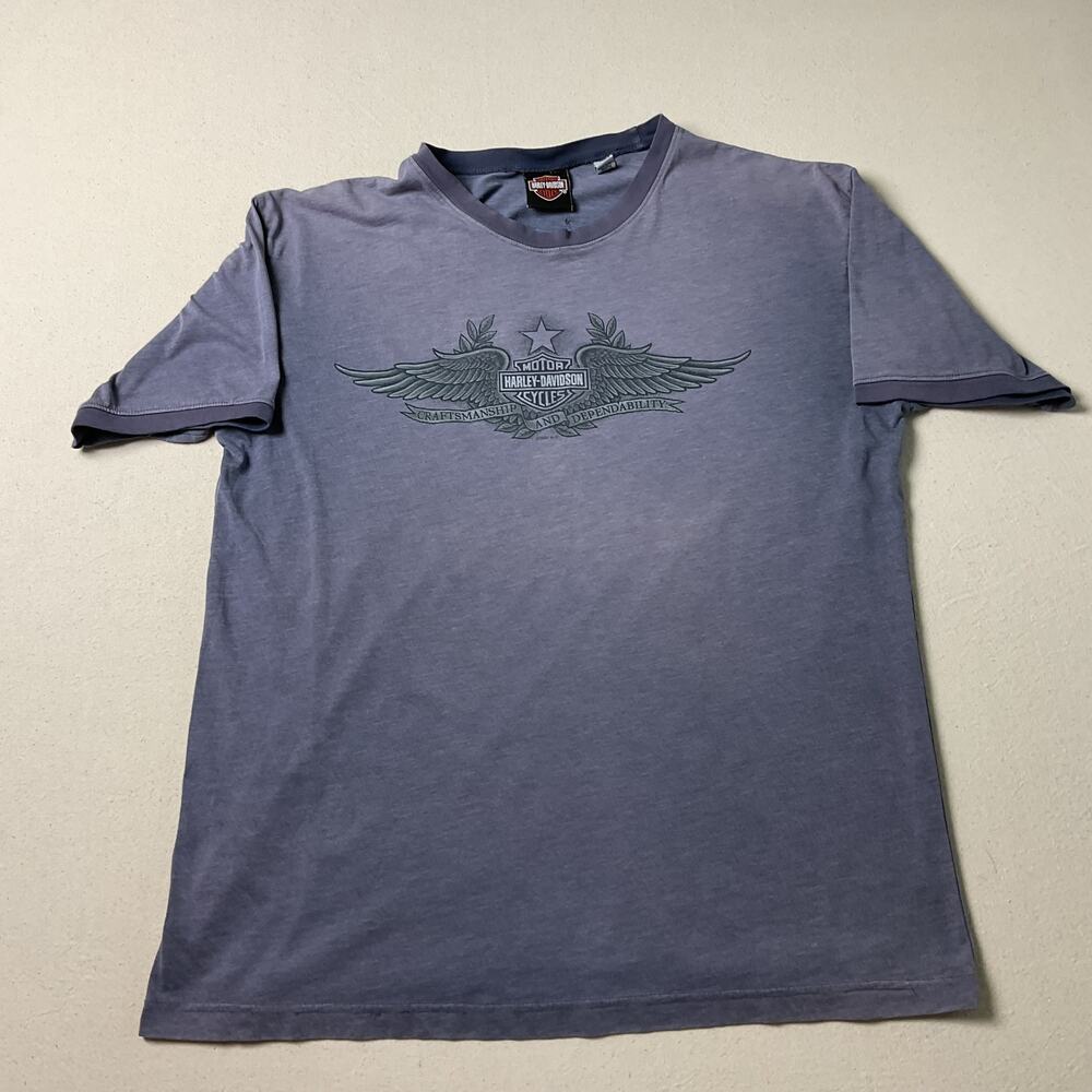 Harley Davidson Brothers Branford CT Adult Lg Short Sleeve Gray Purple T Shirt